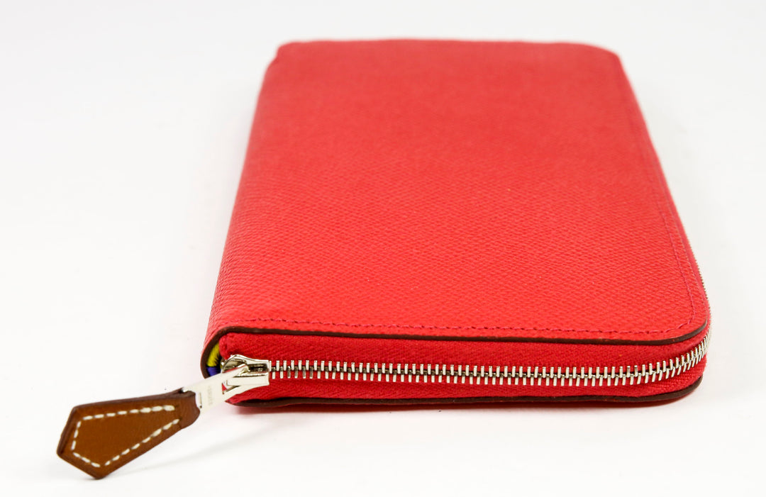 Hermes Red Epsom Leather Silk'In Classic Wallet