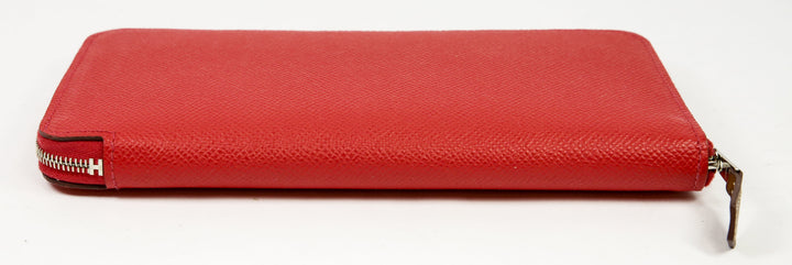 Hermes Red Epsom Leather Silk'In Classic Wallet