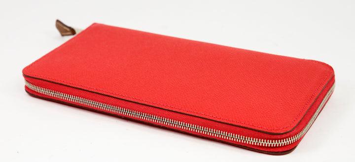 Hermes Red Epsom Leather Silk'In Classic Wallet