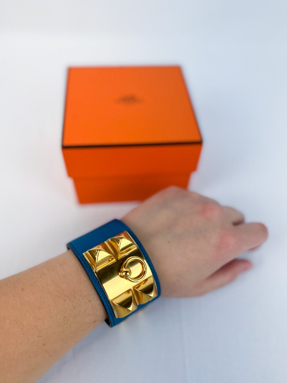 Hermès Collier de Chien Blue & Gold Bracelet