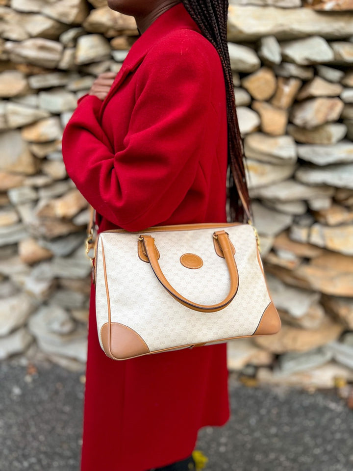 Gucci Vintage Micro GG Tan Boston Bag