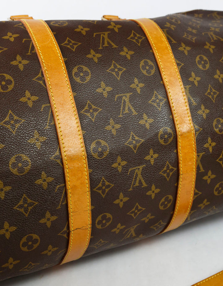 Louis Vuitton Brown Monogram Coated Canvas Keepall Bandouliere 55