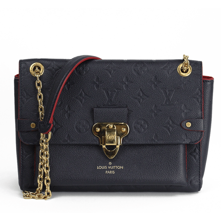 Front View of Louis Vuitton Navy Empreinte Vavin PM Handbag