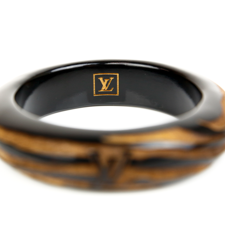 Louis Vuitton Wood & Black Lacquer Carved Bangle