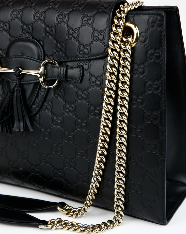 Gucci Black Micro Guccissima Medium Emily Shoulder Bag