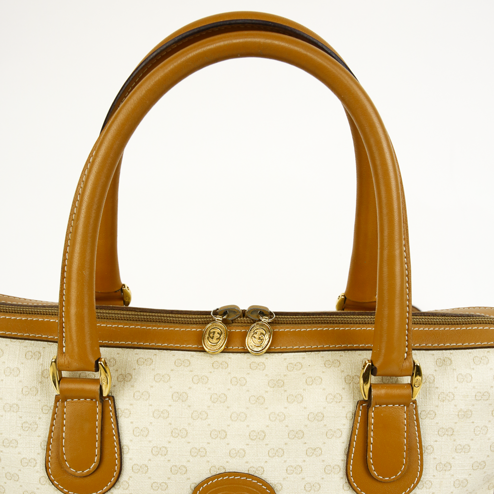 Gucci Vintage Micro GG Tan Boston Bag