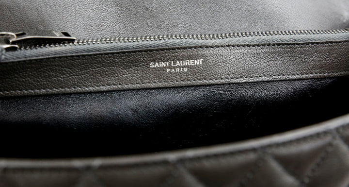 Saint Laurent Gray Quilted Leather Shoulder Bag